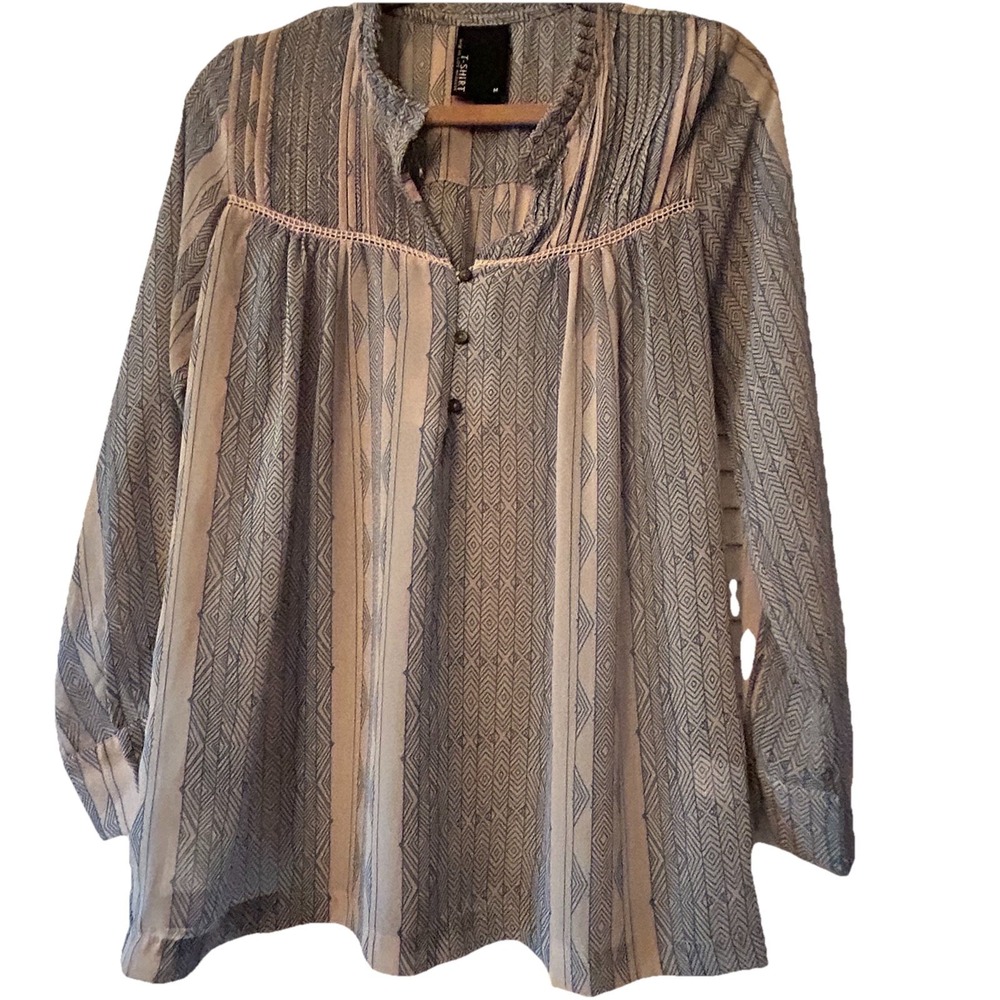 Anthropologie Dolan Blouse Sheer Light Striped Peasant Cottagecore Office Shirt